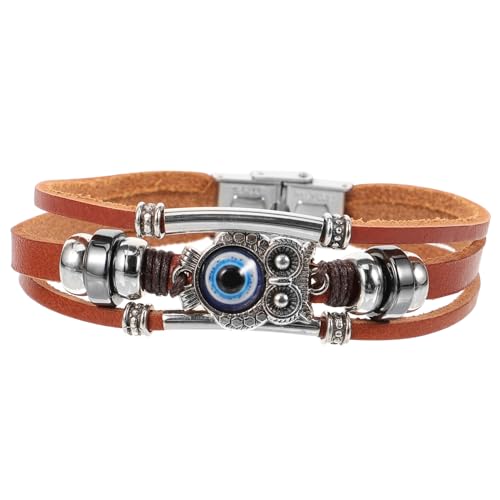 TEMPNAP Geflochtenes Armband mit Eulenanhänger Mehrlagiges Cowhide Armband für Damen und Herren Verstellbar Trendiger Schmuck mit Einzigartigem Design und Robustem Material TEMPNAP Geflochtenes Armband mit Eulenanhänger Mehrlagiges Cowhide Armband für Damen und Herren Verstellbar Trendiger Schmuck mit Einzigartigem Design und Robustem Material von TEMPNAP