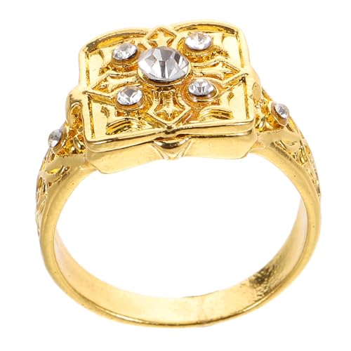 TEMPNAP Ring Mit Geheimem Medaillon Und Flip-top Geschnitztes Motiv Mikro-strasssteine Langlebige Konstruktion Für Vielseitiges Tragen von TEMPNAP