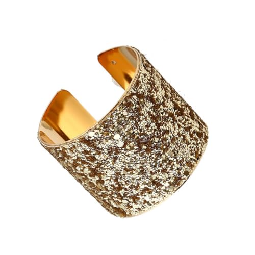 TEMPNAP Glitzerndes Sequin Armreif für Damen Breiter Offener Bangle Schmuck Gold für Hochzeiten Partys Geburtstage und Besondere Anlässe von TEMPNAP