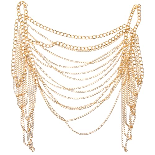 TEMPNAP Goldfarbene Mehrlagige Damen Body Chain aus Robustem Material Verstellbare Schulter Brustkette für Sommer strandpartys und Besondere Anlässe Modischer Körperschmuck für Frauen von TEMPNAP
