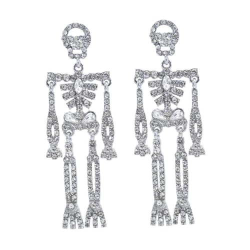 TEMPNAP Gothic Ohrhänger Damen Skelett Design mit Funkelnden Strasssteinen Extravagante Leichte Bling Ohrringe für Mehrere Ohrlöcher Modischer Schmuck für Alltag und Events von TEMPNAP