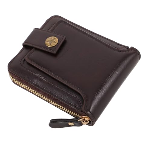 TEMPNAP Herren Geldbörse mit Reißverschluss und Druckknopf Kompakter Retro Stil Multifunktionaler Kartenhalter Schlankes Bifold Portemonnaie für Reisen und Alltag Sicherer Verschluss und von TEMPNAP