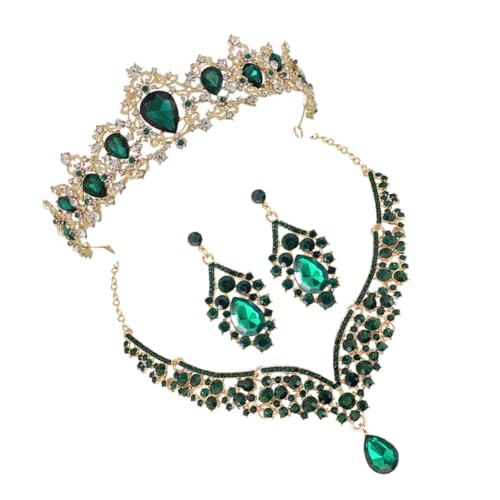 TEMPNAP Hochwertiges Schmuckset Damen mit Grünem Haarreif Passender Halskette und Ohrsteckern Elegantes Accessoire für Hochzeit Geburtstag und Festliche Anlässe Modischer Modeschmuck für von TEMPNAP
