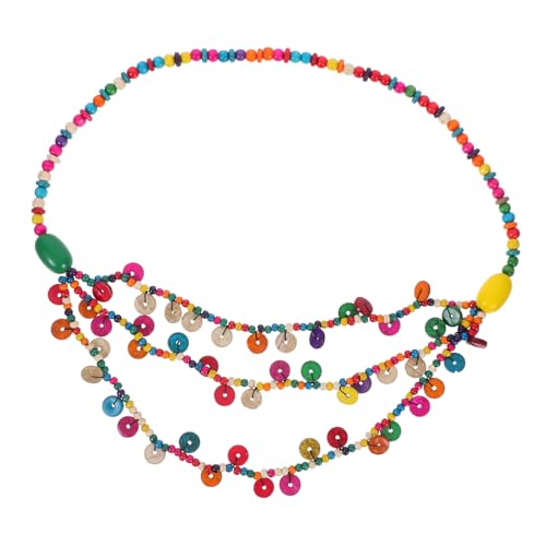 TEMPNAP Holzperlen Halskette Damen Stil Mit Kokosnuss Muschel Anhänger Mehrschichtige Webkette Bunte Perlen Für Party Urlaub Strand Geburtstag Tägliche Nutzung von TEMPNAP