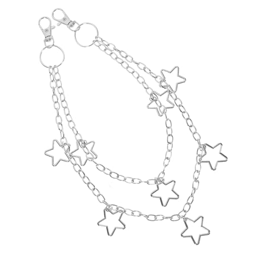 TEMPNAP Doppellagige Hosenkette mit Sternanhänger Legierung Dekorative Gürtelkette für Damen Vielseitig Kombinierbar für Jeans und Taschen von TEMPNAP