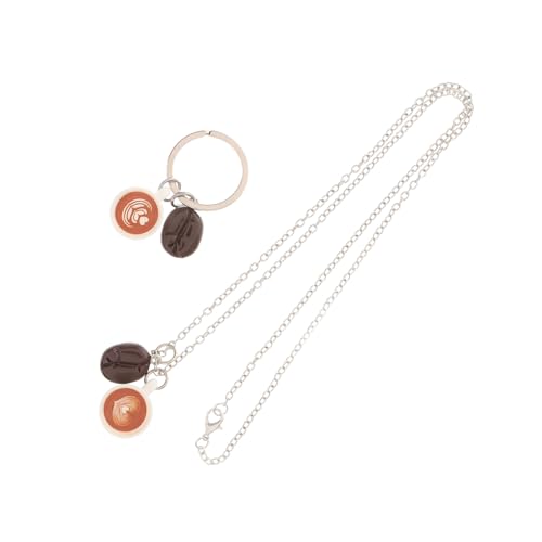 TEMPNAP Schlüsselanhänger Mit Kaffeebohnen-anhänger Halskette Herzförmiger Kaffeetassen- Taschenzubehör Autoschlüsselring Kaffeeanhänger Für Kaffeeliebhaber von TEMPNAP