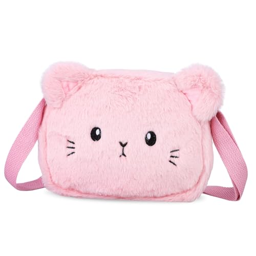 TEMPNAP Kawaii Plüsch Umhängetasche für Mädchen Niedliche Crossbody Tasche Kuscheligem Material Langlebig mit Sicherem Reißverschluss für Kleinkinder und von TEMPNAP