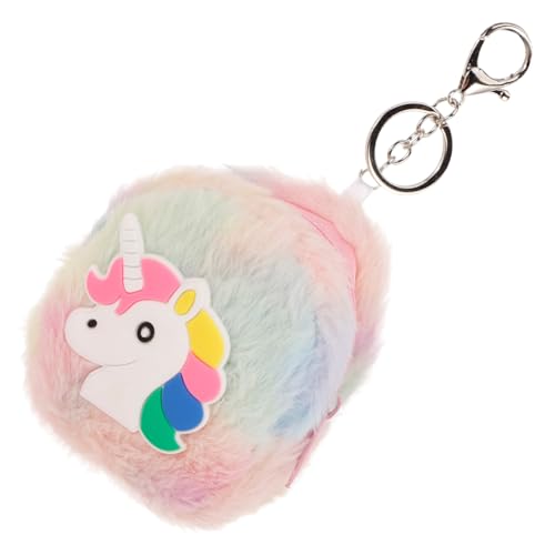 TEMPNAP Zipper Geldbörse Damen Mit Einhorn-Muster Plüsch Schlüsselanhänger Münzbeutel Multifunktionale Tasche Für Münzen Schlüssel Und Kleine Gegenstände Handlich Und Weich von TEMPNAP