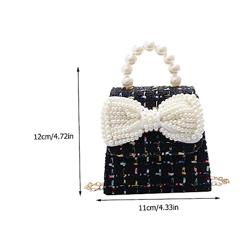 TEMPNAP Kid Handbag Elegant Pearl Bowknot Crossbody Bag Für Junge Mädchen Stilvolle Umhängetasche Strapazierfähigem Baumwoll Hübschem Perlen-Design Für Alltag Und Besondere Anlässe von TEMPNAP