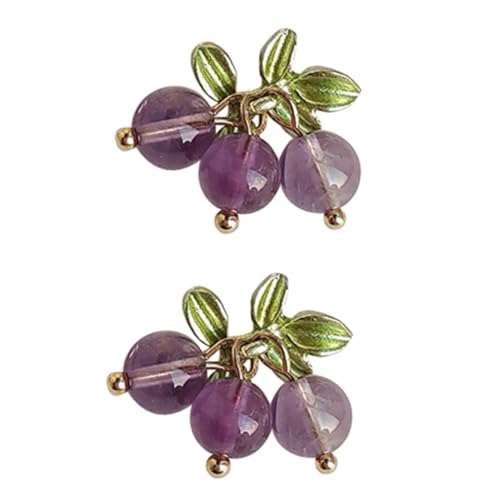 TEMPNAP Kleine Ohrstecker Damen Trauben Ohrschmuck aus Kupfer und Glas Leichte Bequeme Frucht ohrringe Modische Ländliche Handarbeit Vielseitig und Langlebig von TEMPNAP