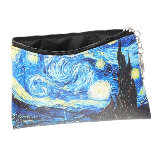 TEMPNAP Kleine PU Münzbörse mit Reißverschluss Damen Schlüsselanhänger Geldbeutel im Ölgemälde Design Handliche Geldtasche für Münzen und Kleinigkeiten für Reisen und Täglichen Gebrauch von TEMPNAP