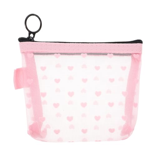 TEMPNAP Makeup Tasche Mit Herzdesign Kleine Atmungsaktive Kosmetiktasche Mesh Für Reisen Make-up-Organizer Und Münzbeutel Für Frauen Und Mädchen Für Unterwegs von TEMPNAP