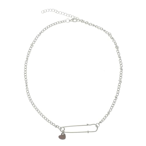 TEMPNAP Kreative Kleine Pin Halskette mit Exzentrischem Design Silberne Clavicle Kette für Damen für Partys und Besondere Anlässe Langlebig und Sicher im Tragen von TEMPNAP