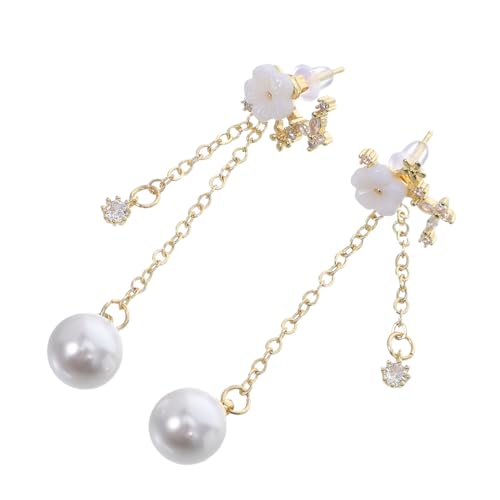 TEMPNAP Blumenohrringe Für Damen Mit Baumelnden Blumenquasten Lange Ohrhänger Im Muschelblumen-design Leichter Schmuck Für Alltag Und Partys von TEMPNAP