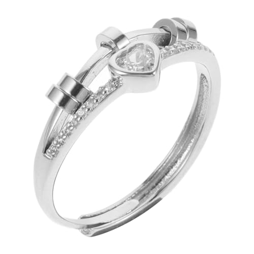 TEMPNAP Modischer Fingerring mit Herz Strasseinlage Doppelschichtiger Strassring für Damen für Verschiedene Anlässe Tägliches von TEMPNAP