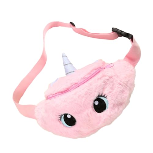 TEMPNAP Niedliche Einhorn Bauchtasche für Mädchen Kleine Plüsch Hüfttasche mit Verstellbarem Gurt Praktische Umhängetasche für Reisen Party und Alltag Pinkes Cartoon Design von TEMPNAP
