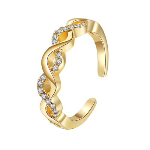 TEMPNAP Offener Ring Für Damen Mit Strasssteinen Ästhetisches Flecht-design Verstellbar Passt Zu Modischer Kleidung Für Partys Geburtstage Und Alltag von TEMPNAP