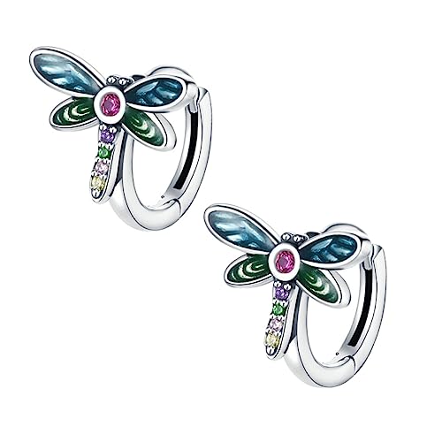 TEMPNAP Ohrringe Libelle Silber mit Farbigen Zirkonia Stilvolle Damen Ohrringe für Einzigartiges Design für Kostüm und Alltagsmode Perfektes für Freunde von TEMPNAP