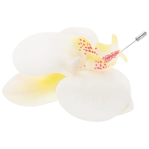 TEMPNAP Orchideen Brosche für Männer Satin Blütensticknadel als Hochzeits Anstecker für Formelle Anlässe Handgefertigte Blumenbrosche Stilvollem Weiß für Anzüge und Besondere Events von TEMPNAP