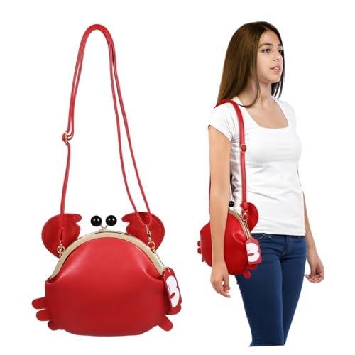 TEMPNAP PU Schultertasche Krabbenform Damen Crossbody Handtasche mit Verstellbarem Gurt und Verschluss Umhängetasche für Alltag Reisen Dating Praktisch für Handy und Kosmetik von TEMPNAP