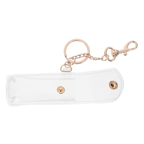 TEMPNAP PVC Schlüsselanhänger Tasche Transparenter Lippenstift Halter Modischer Schlüsselring Handlich Und Praktisch Für Handtasche Oder Rucksack Goldene Metallverzierung von TEMPNAP
