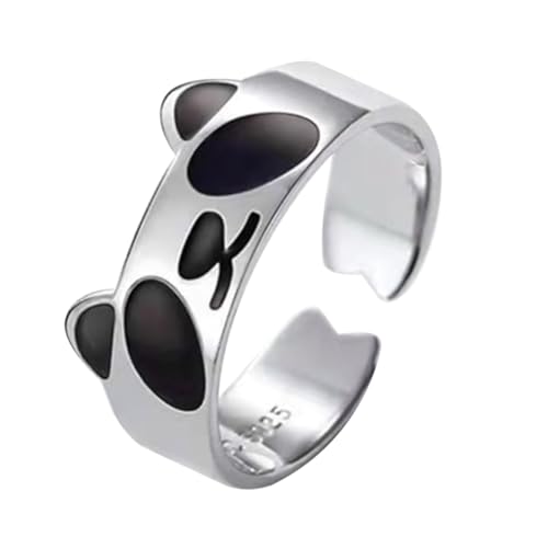 TEMPNAP Panda Form Offener Ring Verstellbarer Eleganter Damenring Schwarz Emaille Einzigartiger Fingerring für Alltag und Besondere Anlässe TEMPNAP Panda Form Offener Ring Verstellbarer Eleganter Damenring Schwarz Emaille Einzigartiger Fingerring für Alltag und Besondere Anlässe von TEMPNAP