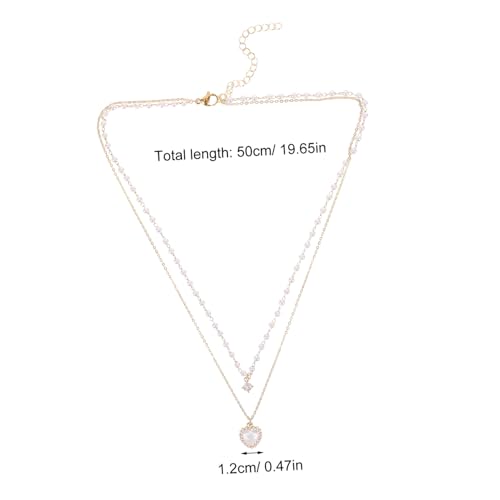 TEMPNAP Perlen halskette Damen mit Herzanhänger Goldfarbene Choker Kette Modisch Leichte Schmuckkette für Alltag und Party Stilvolles für Frauen von TEMPNAP