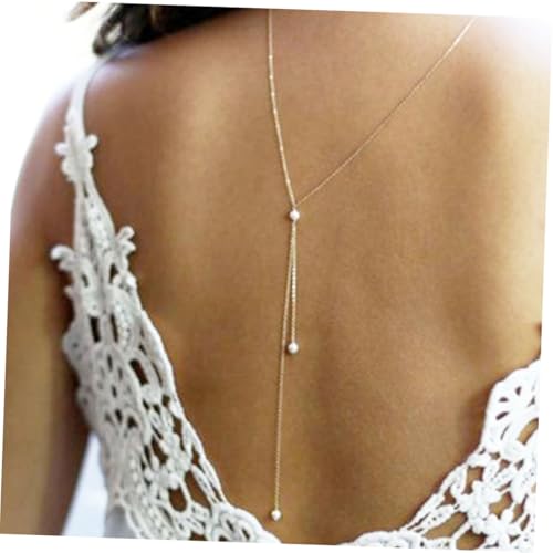 TEMPNAP Perlenkette Rückenkette Schmuck Leichtes All match Party Halskette Collarbone Choker aus Hochwertigem Legierungsmaterial Komfortabel und Langlebig von TEMPNAP