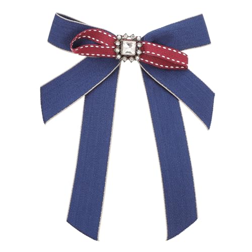 TEMPNAP Pre Tied Bow Ribbon Brosche Blau Polyester Mädchen Halskrawatte für Beruf und Feier für Mutter Tochter Freundin Vielseitiges Modeaccessoire für Bank Pflegepersonal von TEMPNAP