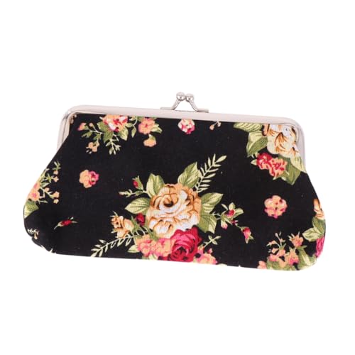 TEMPNAP Retro Bestickte Damen Geldbörse Canvas Portemonnaie mit Floralem Verschluss Langlebige Clutch mit Münzfach und Kartenfächern Schlankes Langes Portemonnaie für Alltag und Reise von TEMPNAP