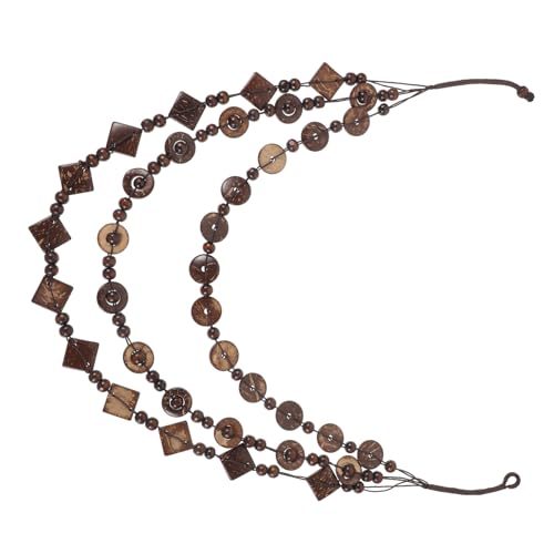 TEMPNAP Retro Bohemia Halskette mit Handgeknüpften Holzperlen und Kokosnussschale Strandmode Schmuck für Damen und Mädchen für Braun von TEMPNAP