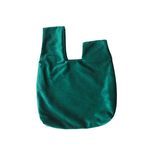 TEMPNAP Knotentasche Im Japanischen Stil Retro-aufbewahrungstasche Aus Flanell Stoffhandtasche Für Kosmetik Snacks Und Münzen Tragbare Handgelenktasche Einfarbig Dunkelgrün von TEMPNAP
