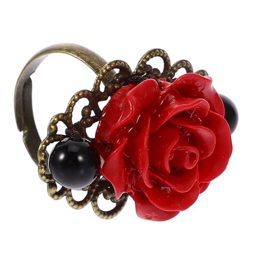 TEMPNAP Retro Fingerring Für Mädchen Blumenmodellierung Zarte Schmuck Dekoration Vintage Stil Für Partys Und Festivals von TEMPNAP