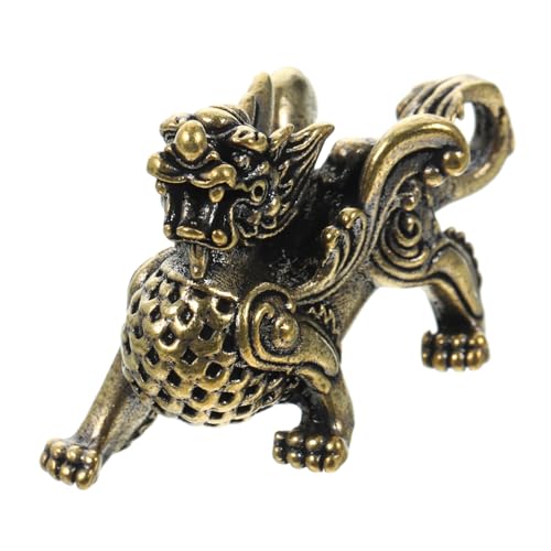 TEMPNAP Retro Stil Kylin Schlüsselanhänger aus Robustem Messing Handgefertigte Vintage Kylin Skulptur als Glücksbringer und Dekoration für Desktop und Chinesisches Feng Shui Symbol für von TEMPNAP
