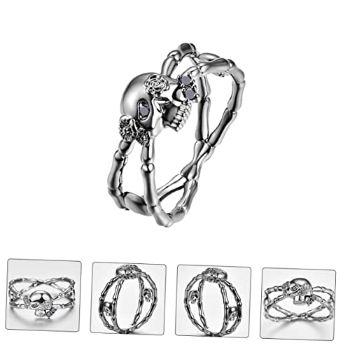 TEMPNAP Retro Style Schädelring Herren Langlebiger Materialring Modisches Accessoire für Festival Party und Alltagslook Auffälliges Vintage Design als Hand Schmuck und Kostümzubehör von TEMPNAP