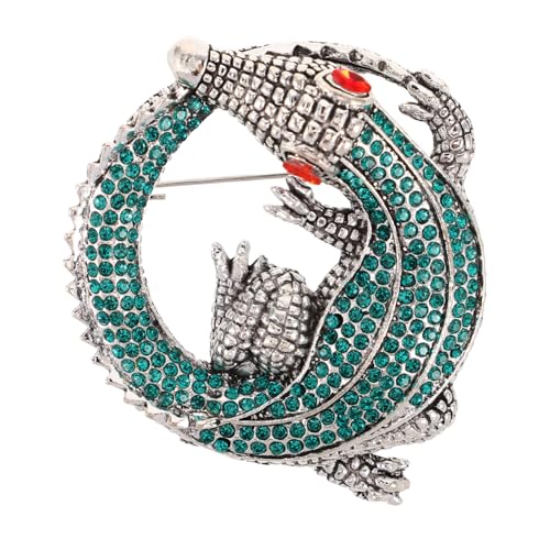 TEMPNAP Rhinestone Krokodil Brosche für Männer Funkelnde Anstecknadel mit Eleganten Strasssteinen Stilvolles Accessoire für Formelle Anlässe Jacken Schals und Hüte von TEMPNAP