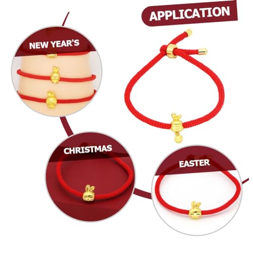 TEMPNAP Rotes Chinesisches Armband mit Kaninchen Anhänger Handgefertigtes Fadenarmband für Damen und Mädchen Flexibles Cord Armband Langlebiger Schmuck Passend zu Herbst und Winter von TEMPNAP