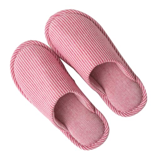 TEMPNAP Rutschfeste Baumwoll Hausschuhe mit gestreiftem Design Flachem Absatz für Damen und Herren Atmungsaktiv Komfortabel und Langlebig für Innenbereich und Ganzjährig Passend für von TEMPNAP