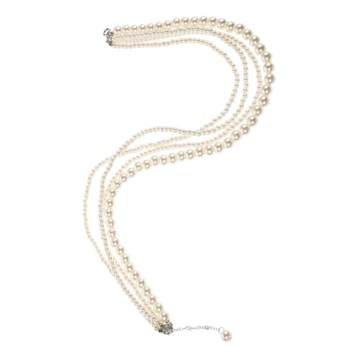 TEMPNAP Schichtige Perlenkette für Damen Vintage Barock Stil Mehrsträngige Imitationsperlen Clavicle Kette für Besondere Anlässe und von TEMPNAP