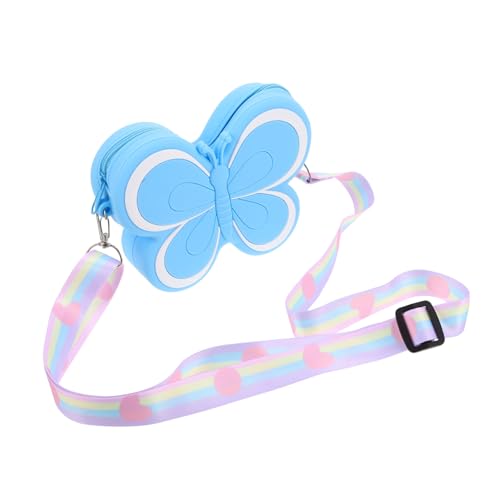 TEMPNAP Mini Geldbörse Für Mädchen Niedlicher Schmetterling Taschen Geldbeutel Aus Silikon Kindertasche Für Kleingeld Und Schlüssel Himmlisch Blauer Accessoire Für Junge Mädchen von TEMPNAP