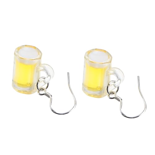 TEMPNAP Silber Kreative Bier Ohrringe Damen Hängend Resin Bierkrug Ohrschmuck Modisch Langlebig Stilvoll für Alltag und Party von TEMPNAP