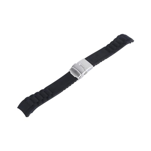 TEMPNAP Silikon Uhrenarmband mit Gebogenem Ellenbogen Doppelte Sicherheitsfaltschließe Komfortabel Schwarz Passend für Herren und Damen Smartwatch von TEMPNAP