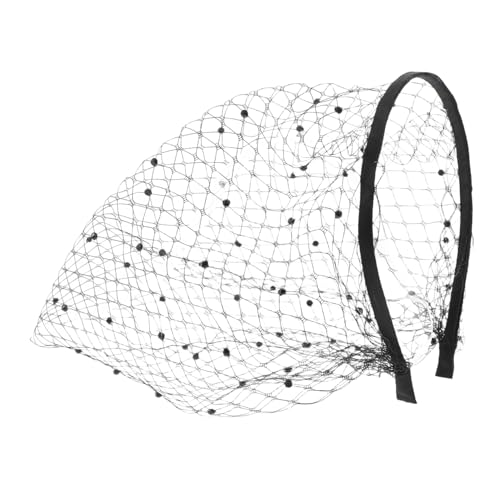 TEMPNAP Stirnband Mit Gesichtsbedeckung Schleier Brautkopfschmuck Hochzeitskopfbedeckung Elegantes Vintage-stirnband Für Frauen Schwarz von TEMPNAP