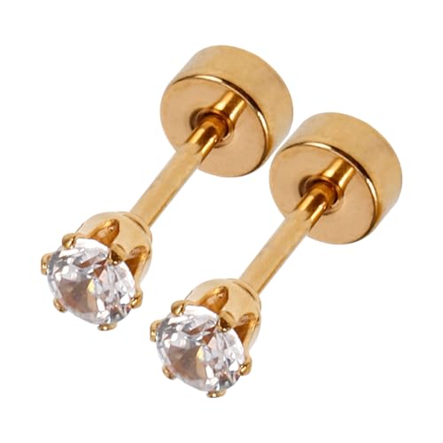 TEMPNAP Strasssteine Ohrstecker Damen und Herren Goldfarbene Zirkonia Edelstahl Ohrschmuck Modisch Langlebig Angenehm für Alltag und von TEMPNAP