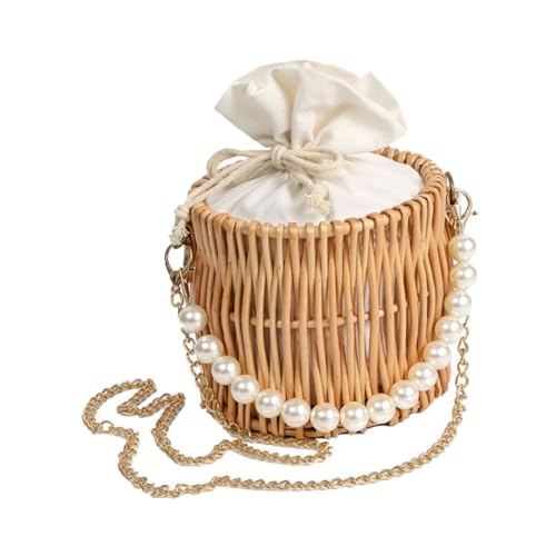 TEMPNAP Stroh Strandtasche Handgewebt Große Kapazität Stylische Umhängetasche Damen Strand Badetasche Kreativer Wasserfester Beach Tote Pouch Elegant für Freizeit und Urlaub von TEMPNAP