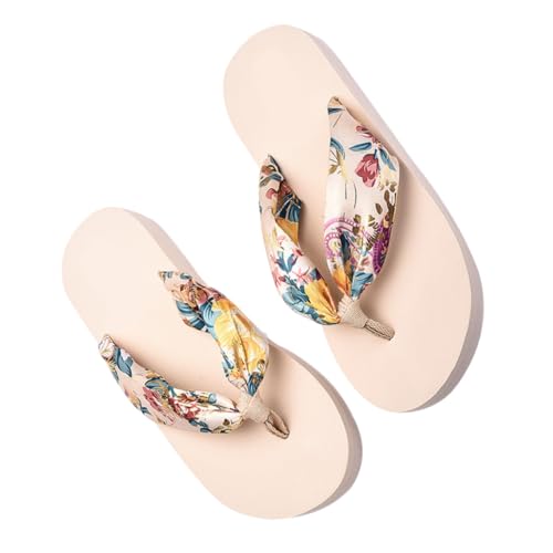 TEMPNAP Stylische Damen Flip Flops Boho Stil mit Dicker Sohle Bequeme Outdoor Slipper Sommerstrand Sandalen Xl Beige von TEMPNAP
