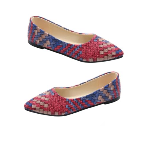 TEMPNAP Stylische Damen Slipper mit Spitzem Zehenbereich Flache PU Sohle Atmungsaktiv und Freizeitschuhe für Sommer und Alltag Rote Schuhe von TEMPNAP