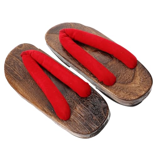 TEMPNAP Stylische Japanische Holzclogs Sandalen Herren Modisches Design Rutschfeste Sohle Flache Laufsohle für Langes Tragen Bequeme Pantolette mit Feiner Verarbeitung für Alltag und von TEMPNAP