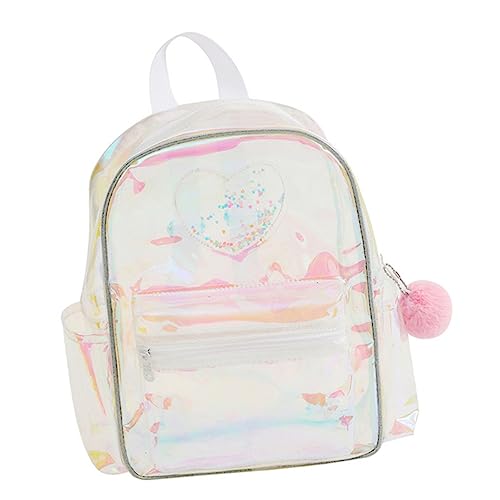 TEMPNAP Transparenter Rucksack Mit Herzmuster Kleiner Durchsichtiger Für Damen Und Mädchen Stadion Und Konzerttasche Leicht Zu Reinigen Platz Für Bücher Federmäppchen Regenschirme Und von TEMPNAP