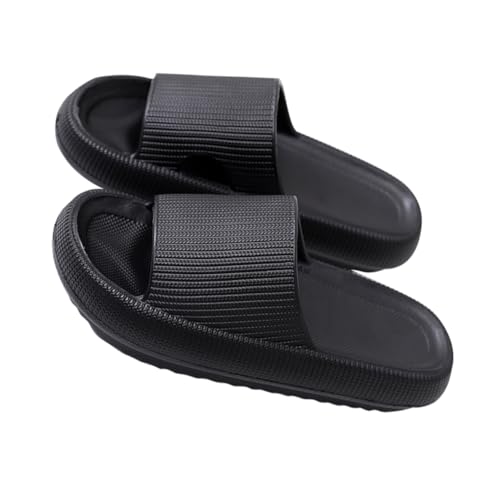 TEMPNAP Unisex Massage badeschuhe mit Rutschfester Sohle Dicke Hausschuhe in Schwarz Leichte Bequeme Latschen für Zuhause Geeignet für Nasse Böden und Fußmassage von TEMPNAP